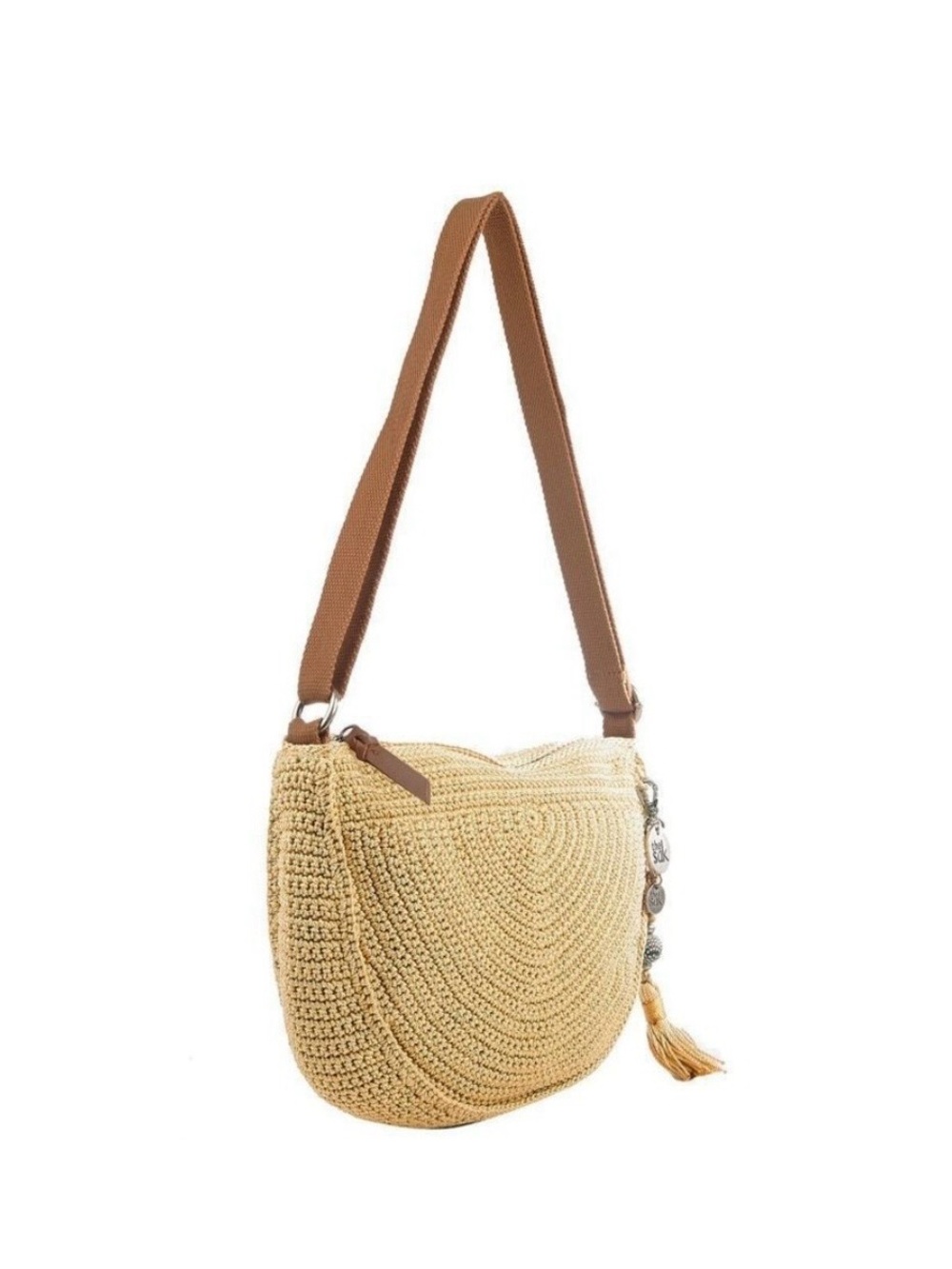 THE Sak Ryder Crochet Crescent Crossbody Bag Hobo Hand-Crocheted Bamboo Tan - Picture 3 of 8